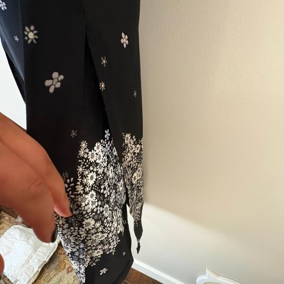 Black Floral Maxi Skirt Vintage Rikki J New York Size Medium Whimsygoth - Picture 5 of 9